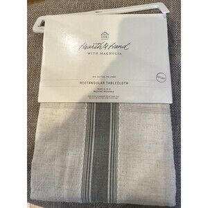 New Hearth & Hand Magnolia 60" x 84" Green/Beige Rectangular Tablecloth Linen